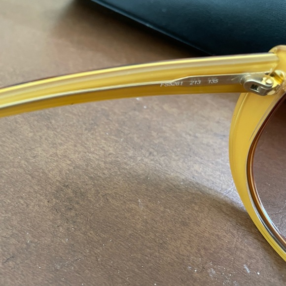Fendi subtle cat eye sunglasses dusky yellow and tortoise with case NWT πHP x4!π - Picture 6 of 9